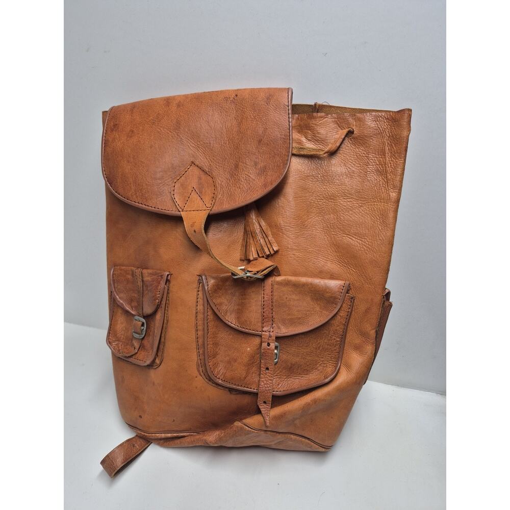 Genuine Leather Rucksack Bag Backpack TravelVintage Men's Satchel Shoulder
